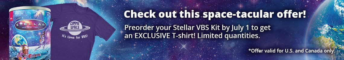 Order your Stellar VBS Ultimate Starter Kit direct from Group and get a free exclusive Stellar VBS T-shirt!