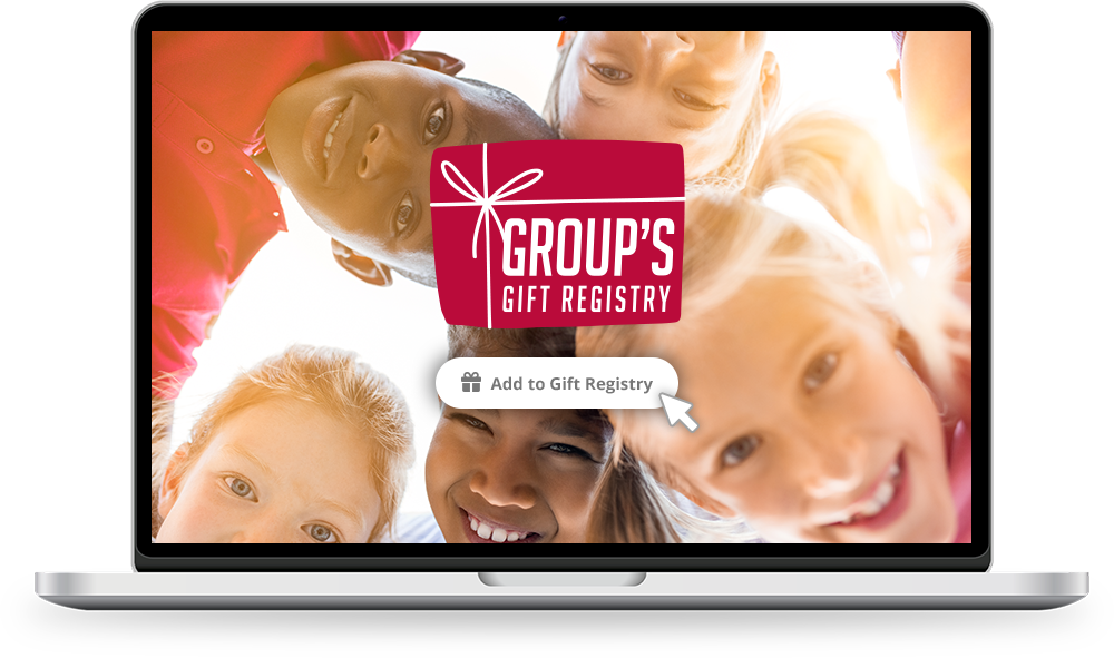 Group's Gift Registry Logo on Laptop