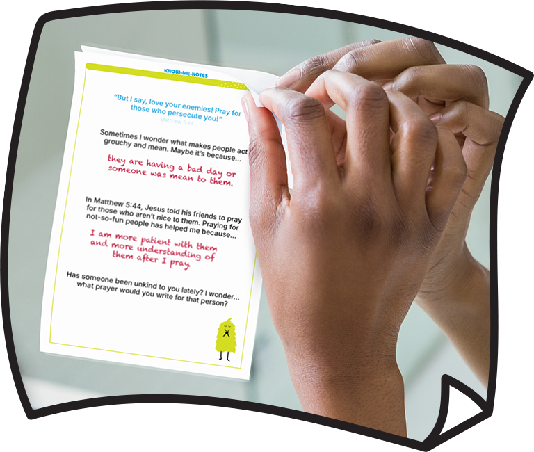 Parent Placing a Completed Know-Me-Note on the Mirror